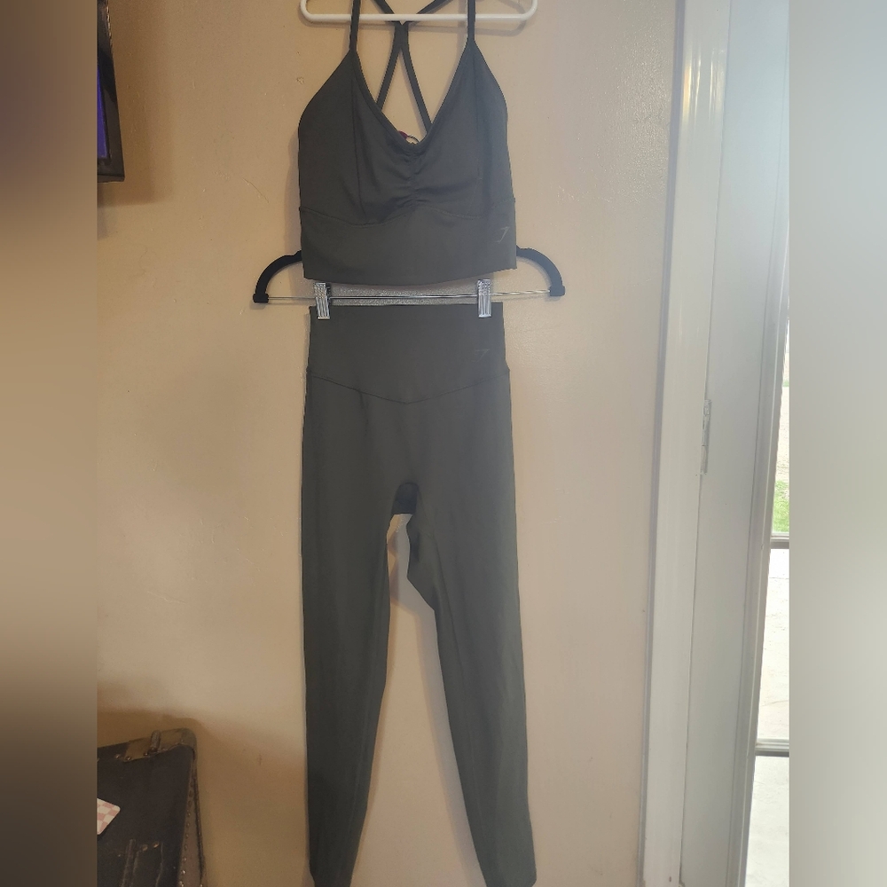 Moss Olive Gym Shatk Elevate Workout Set Small